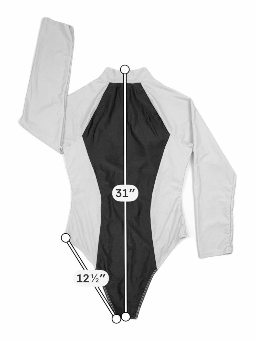 Long Sleeve Rash Guard One Piece Swimsuit Front Zipper Women's 12/XL Gray Black - Picture 4 of 11